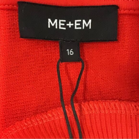 NEW ME+EM Red Cotton Crew Sweatshirt Curved Hem Sweater Size 16 - Picture 6 of 9